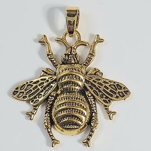 Large gold Bumble Bee necklace pendant